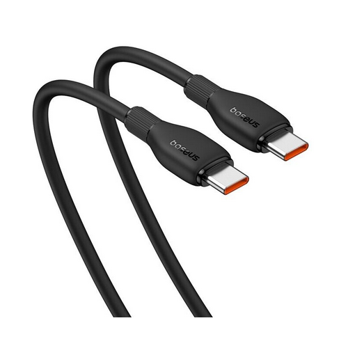 Baseus Pudding Series Fast charging cable USB-C to USB-C 100W, 2m - Cluster Black - سلك شحن - بيسوس- تايب سي الى تايب سي - طول 2 متر - كفالة 12 شهر