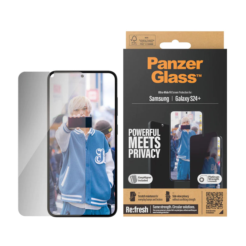 PanzerGlass® Privacy Screen Protector Samsung Galaxy S24 Plus | Ultra-Wide Fit w. EasyAligner- بانزر - S24 حماية شاشة - سامسونج خصوصية بلس