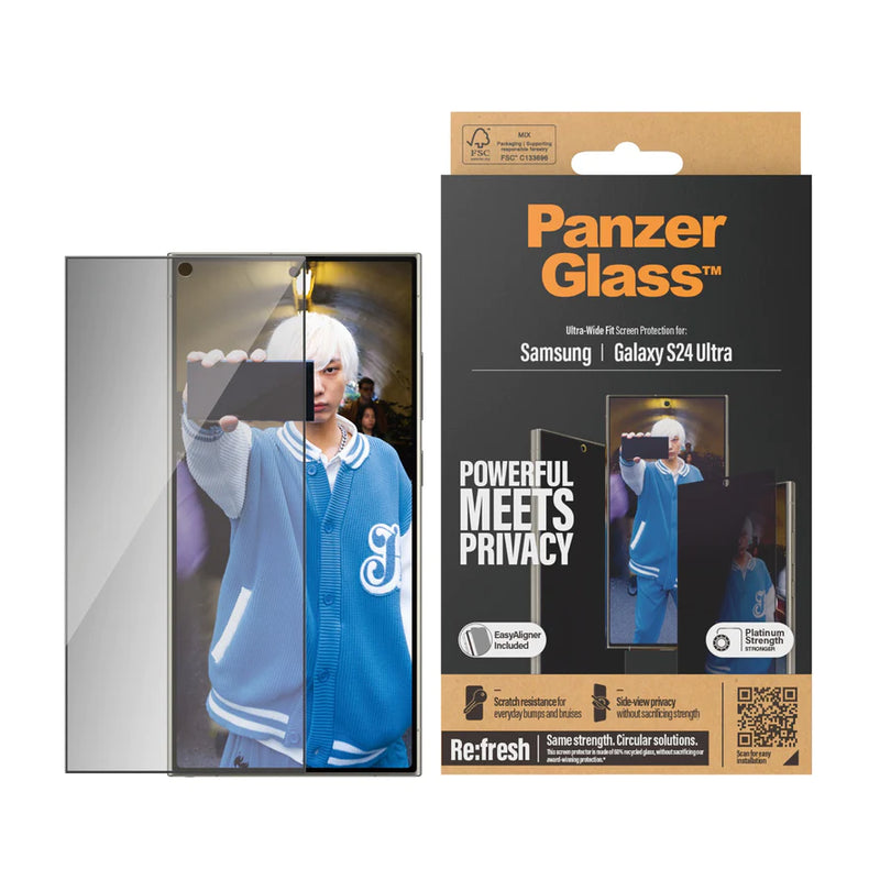PanzerGlass® Privacy Screen Protector Samsung Galaxy S24 Ultra | Ultra-Wide Fit w. EasyAligner حماية شاشة - سامسونج خصوصية