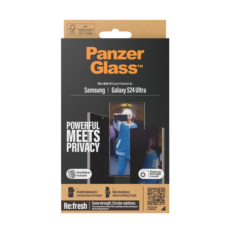 PanzerGlass® Privacy Screen Protector Samsung Galaxy S24 Ultra | Ultra-Wide Fit w. EasyAligner حماية شاشة - سامسونج خصوصية