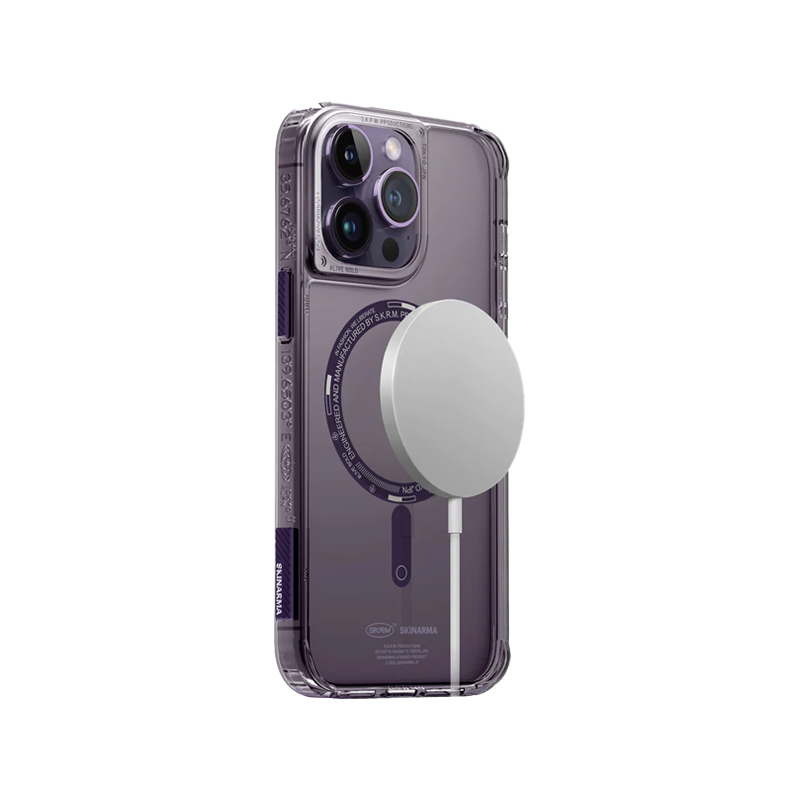 SkinArma Saido Mag-Charge Case for iPhone 14 Pro/Pro MAX - Purple - سكين أرما - ماغ سيف - أسود شفاف