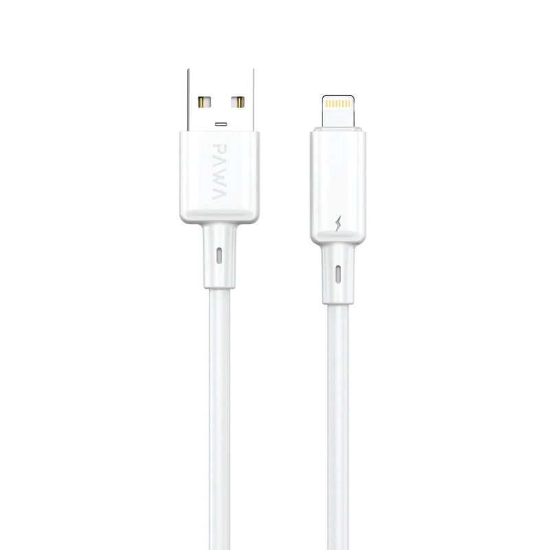 PAWA USB to Lightning Charging Cable - 1.2m - White - سلك شحن ايفون - باوا - طول 1.2 سم - كفالة 24 شهر
