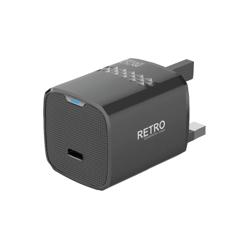 Retro PD25W Only PD Port UK Charger [O] - شاحن حائط - قوة 25 واط - منفذ تايب سي  للشحن السريع  كفالة 12 شهر