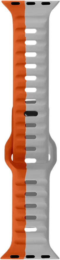 PAWA - Lagos Premium Soft Silicon Straps - Grey & Orange - 49/45/44/42mm  - سير ساعه أبل واتش