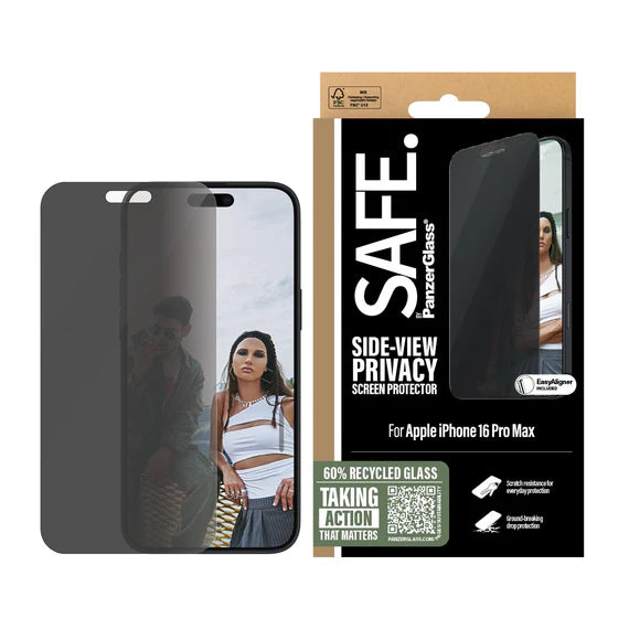 SAFE by PanzerGlass Privacy Screen Protector Ultra-Wide Fit for Apple iPhone 16/16 Plus/16 Pro/16 Pro Max - Privacy - حماية شاشة خصوصية عالية الجودة - بانزر جلاس