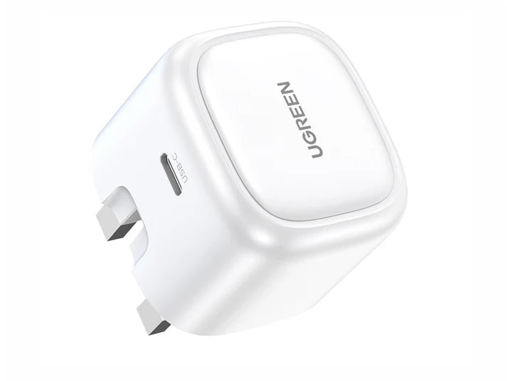 UGREEN 15330 Nexode 30W USB-C PD GaN Fast Charger UK - White - شاحن حائط تايب سي - يو جرين - قوة 30 واط - كفالة 12 شهر