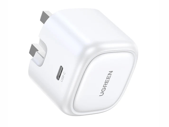 UGREEN 15330 Nexode 30W USB-C PD GaN Fast Charger UK - White - شاحن حائط تايب سي - يو جرين - قوة 30 واط - كفالة 12 شهر