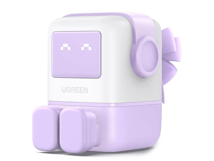 UGREEN 25686 Nexode RG - 65W - 3-Port GaN Fast Charger UK - Purple [B] - شاحن حائط  - يو جرين - 2 فتحتين تايب سي - 1 فتحة يو اس بي - شاشة رقمية - قوة 65 واط - كفالة 12 شهر