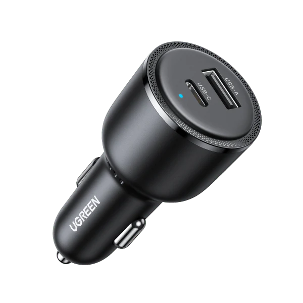 UGREEN 63W 2-Port Fast Car Charger -[B] - شاحن ولاعة للسيارة -يوجرين - قوة 63 واط - منفذ تايب سي للشحن السريع ومنفذ للشحن الذكي - كفالة 12 شهر