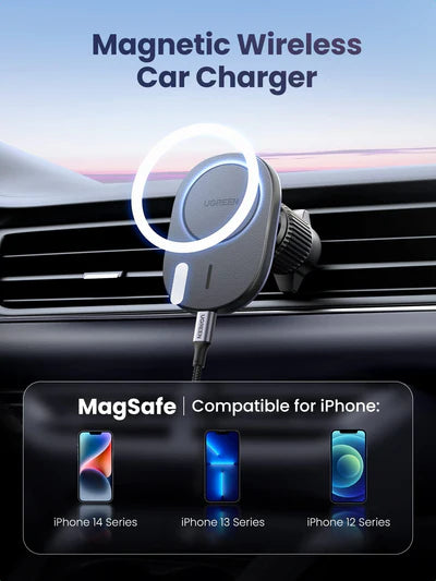 UGREEN Magnetic Car Wireless Charger 15W - [B] - ستاند سيارة - يوجرين  -شحن ماغ سيف سرعه 15 واط - مناسب لجميع انواع الاجهزة