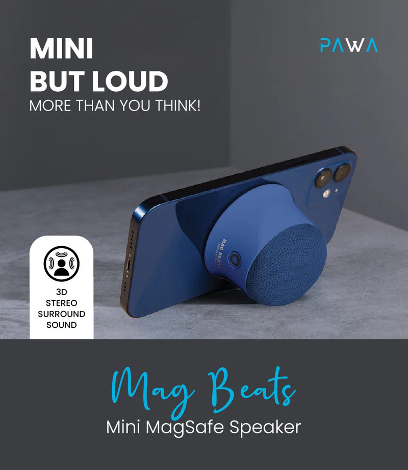 PAWA Mag Beats Mini Magsafe Speaker | Blue [O] - سبيكر ميني - ماغ سيف - كفالة 12 شهر