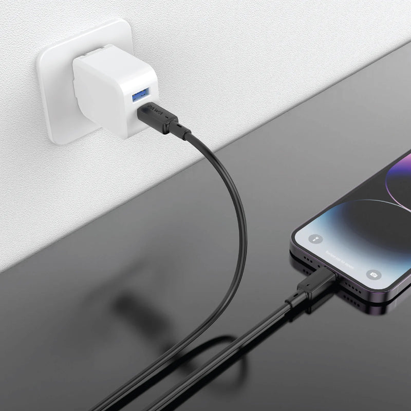 Pawa 3A USB-C TO Lightning Quick Charging PVC Cable PW122 - Black - سلك شحن - باوا - ايفون تايب سي - طول 1.2 متر - كفالة 12 شهر