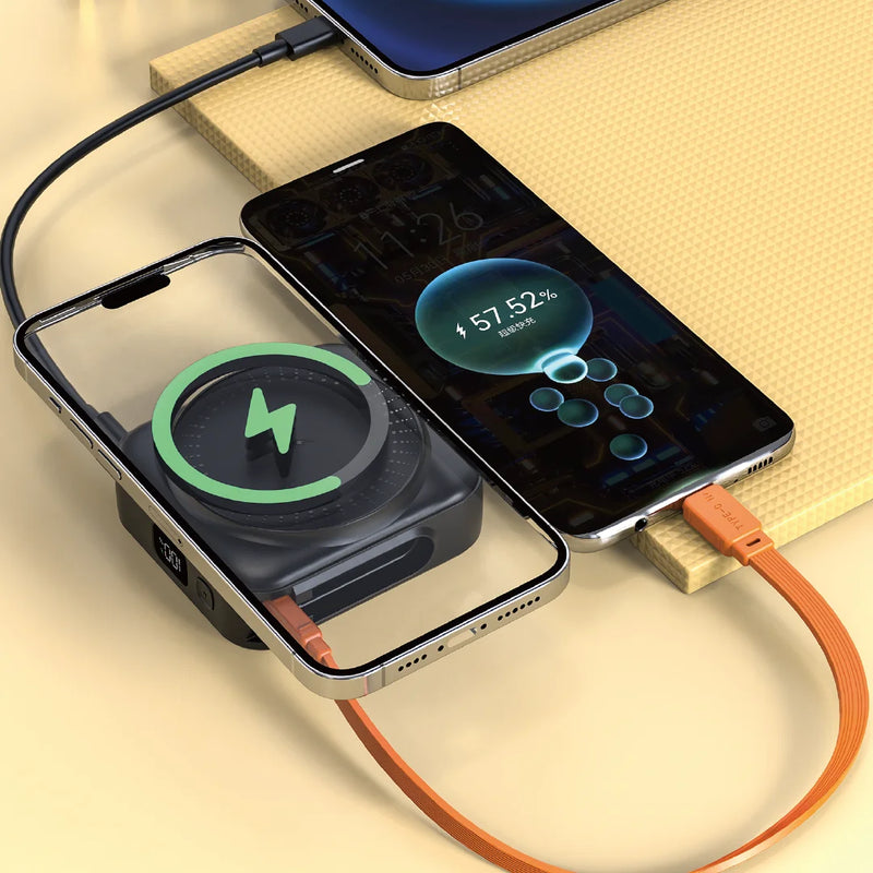 PAWA Mag Mini Magsafe Powerbank 10000mAh Black - بطارية متنقلة - باوا - سعة 10000 + تايب سي - مع ماغ سيف - كفالة 24 شهر