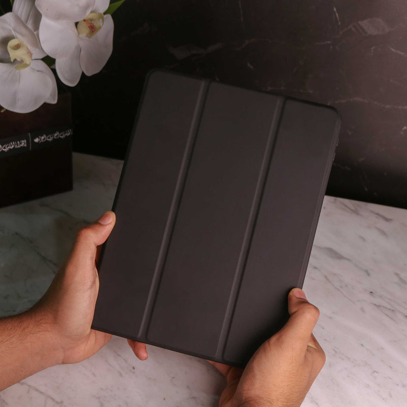 KAKU Leather Case with Pencil Slot for iPad - Black - كفر ايباد -ستاند - مع مكان للقلم