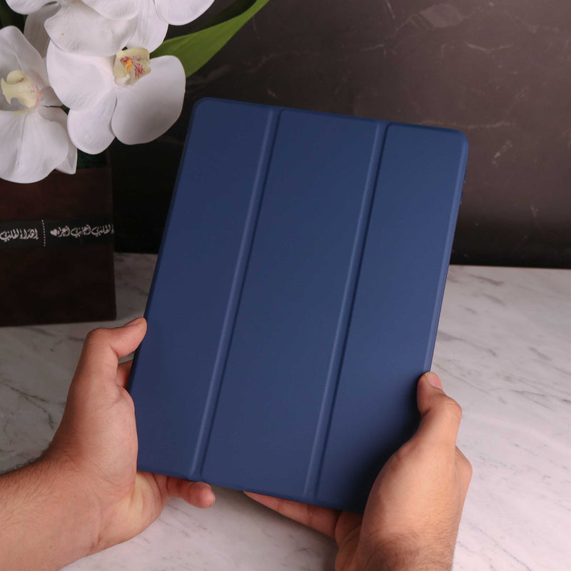 KAKU Leather Case with Pencil Slot for iPad - Dark Blue - كفر ايباد - ستاند - مع مكان للقلم