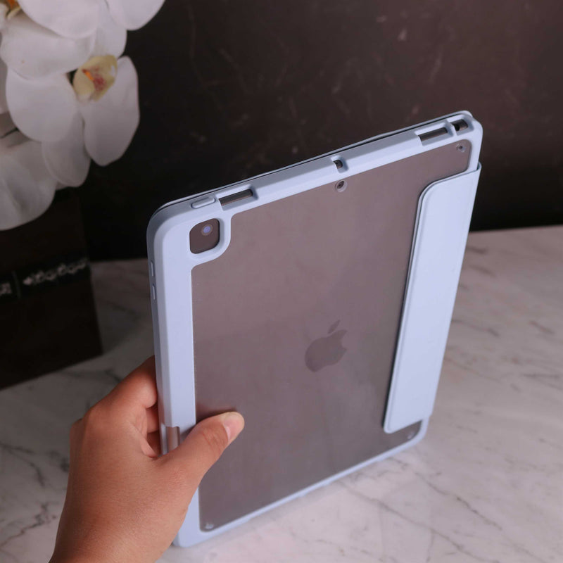WiWu Magnetic iPad Folio Case - Light Blue - كفر ايباد حماية عالية - مع مكان للقلم - ووضعيتين للاستاند - مغناطيس