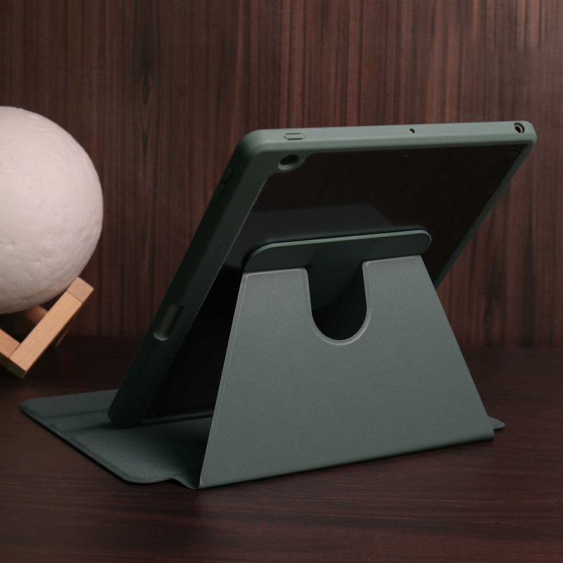 WiWu Waltz Rotative iPad Case - Dark Green - كفر ايباد حماية عالية - مع مكان للقلم - ووضعيتين للاستاند بالطول والعرض