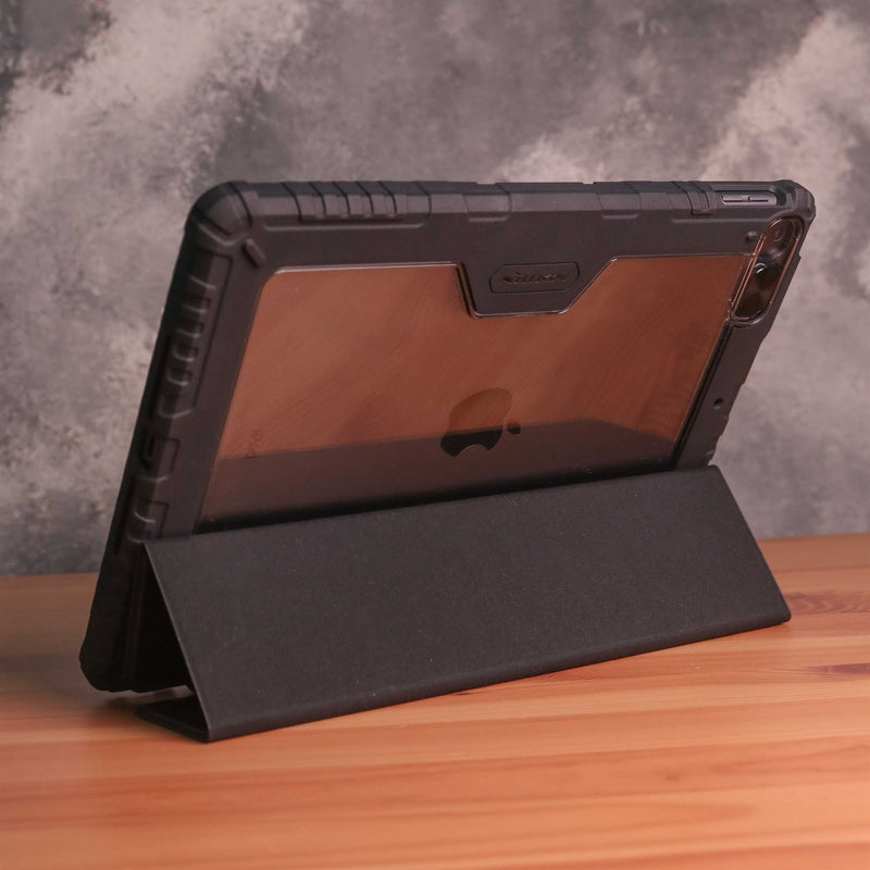 Nillkin iPad Case - Dark Grey - كفر ايباد حماية عالية - مع مكان للقلم - ووضعيتين للاستاند