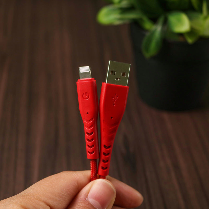 Energea Nyloflex USB-A to Lightning Cable 1.5M - Red - سلك شحن ايفون - انيرجيا - طول متر ونصف - كفالة 5 سنين