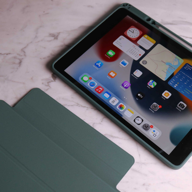 WiWu Magnetic iPad Folio Case - Green - كفر ايباد حماية عالية - مع مكان للقلم - ووضعيتين للاستاند - مغناطيس