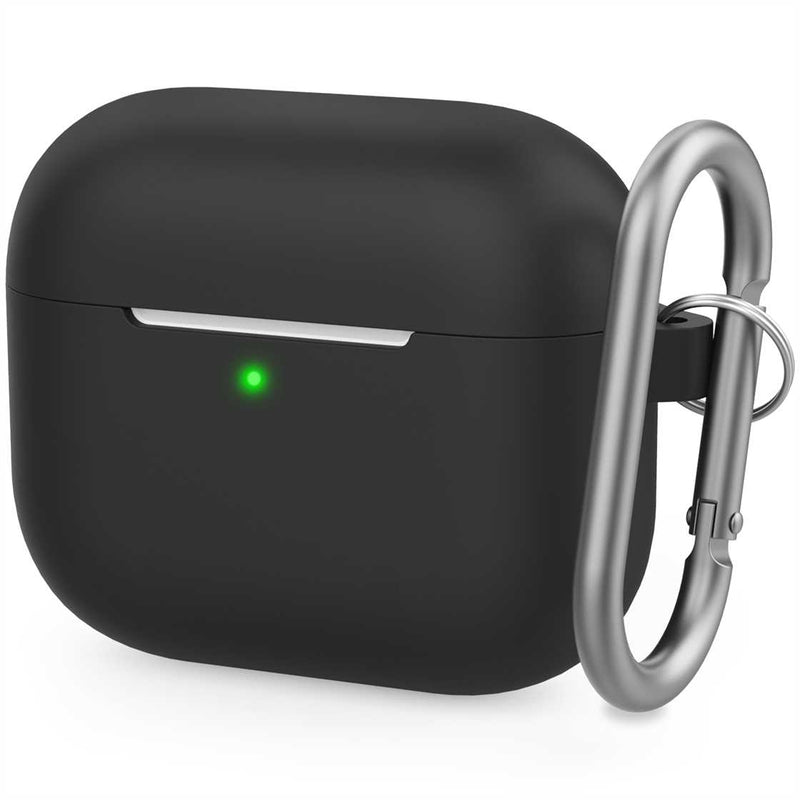 Ahastyle Silicone Keychain Case - Apple AirPods 3 - Black - كفر حماية مع ميدالية - سماعة ابل ايربودز 3