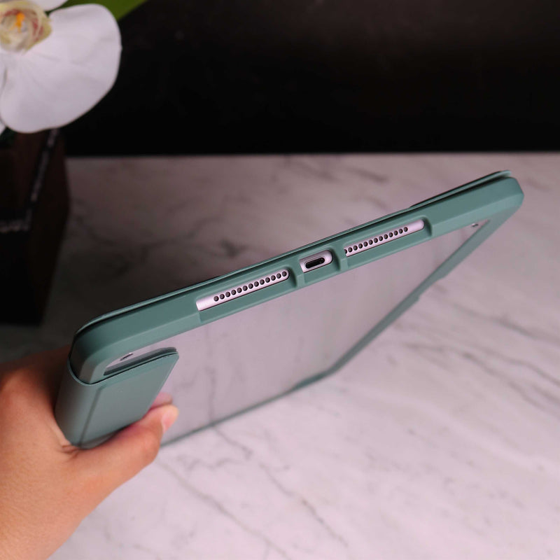 WiWu Magnetic iPad Folio Case - Green - كفر ايباد حماية عالية - مع مكان للقلم - ووضعيتين للاستاند - مغناطيس
