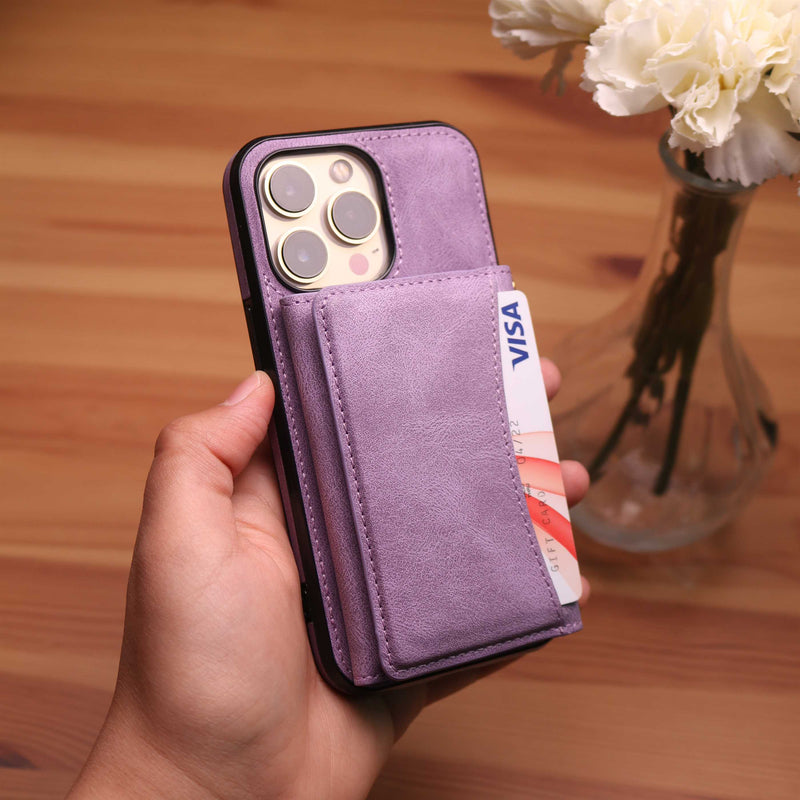Velvet Case with Wallet Card and Money Slots - Purple -  كفر مع محفظة للبطاقات والنقود