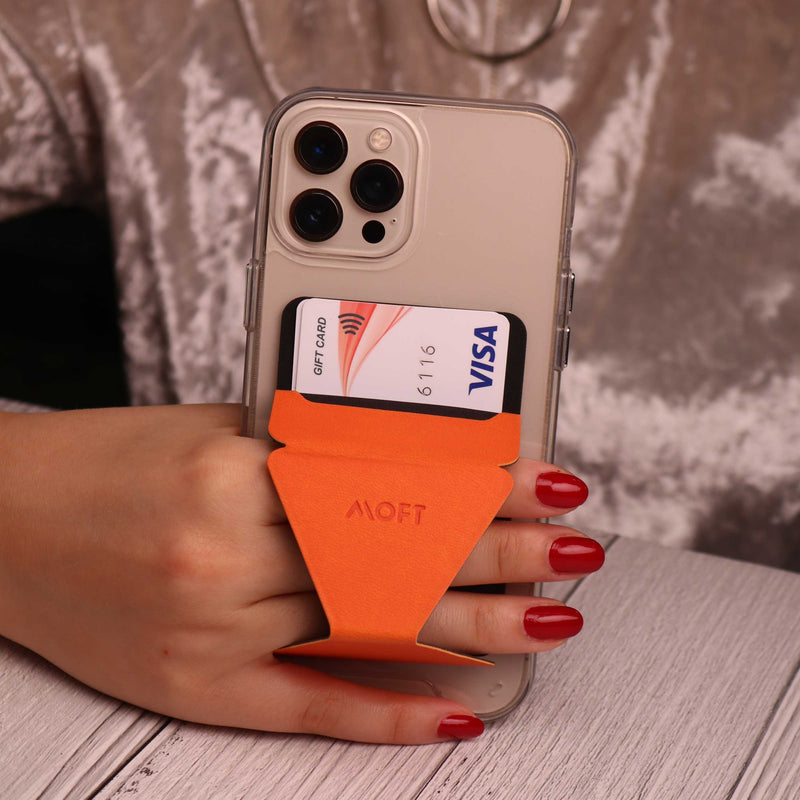 MOFT X Phone Stand With Card Holder (Fresh Orange) - مسكة وستاند ومحفظة للبطاقات - موفت