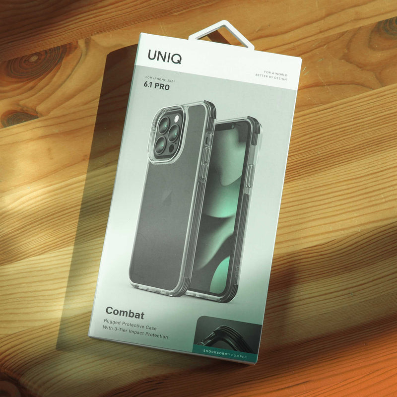 Uniq Hybrid Combat Case - Carbon Black - iPhone 14 Pro/14 Pro MAX - كفر حماية عالية - يونيك - مقاوم للسقوط