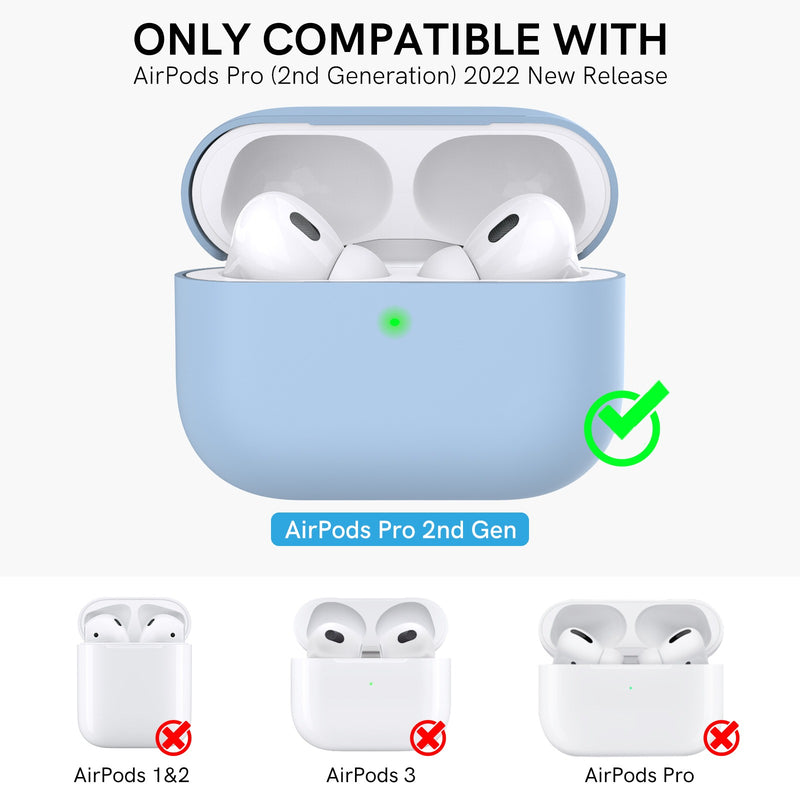 Ahastyle Silicone Case With Strap - Apple AirPods Pro 2 - 2022 - Light Blue - كفر حماية مع ستراب - سماعة ابل ايربودز برو 2