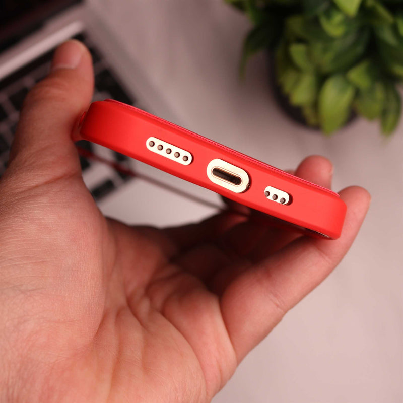 Red Soft Silicone Wallet Card Phone Case - كفر مع محفظة للبطاقات بالخلف