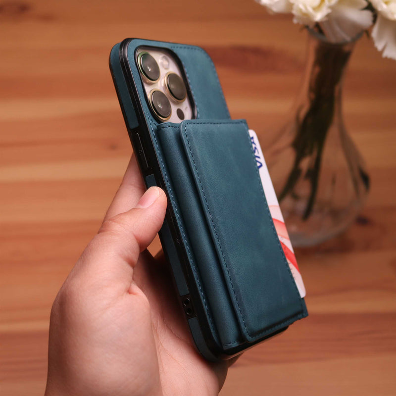 Velvet Case with Wallet Card and Money Slots - Green -  كفر مع محفظة للبطاقات والنقود
