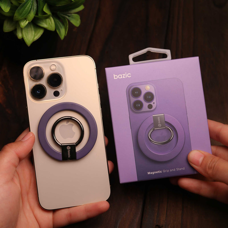 Bazic GoMag MagSafe Magnetic Phone Grip - Purple - مسكة خاتم - مغناطيس وستاند - خاصية الماغ سيف لاجهزة الايفون 12 و 13 و 14