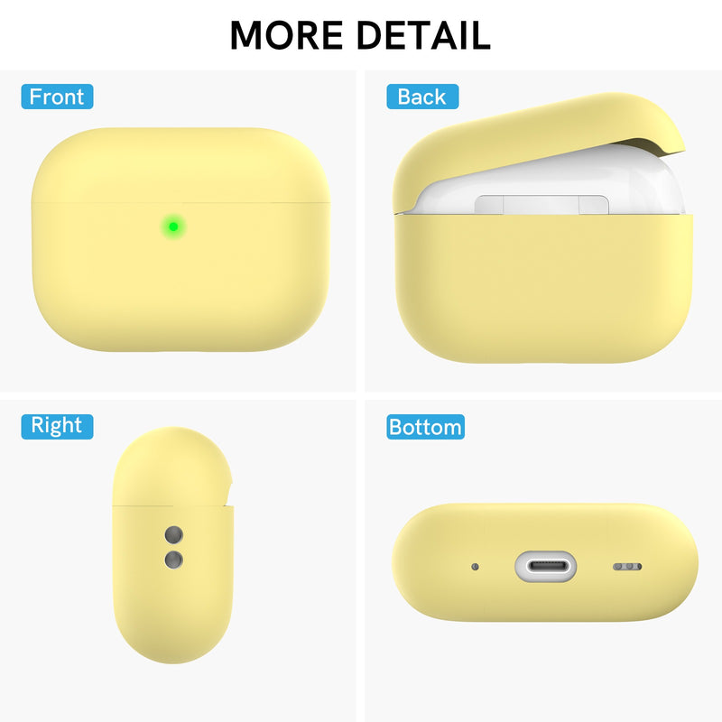 Ahastyle Silicone Case With Strap - Apple AirPods Pro 2 - 2022 - Yellow - كفر حماية مع ستراب - سماعة ابل ايربودز برو 2