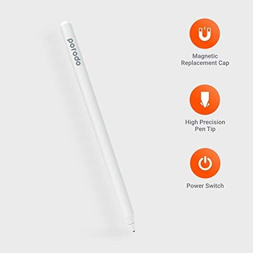 Porodo Universal Apple Pencil - White - قلم الكتروني - بورودو - لجميع انواع الاجهزة - كفالة 12 شهر