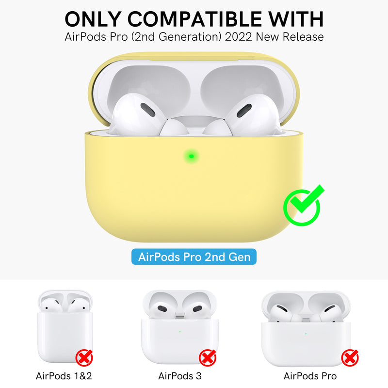 Ahastyle Silicone Case With Strap - Apple AirPods Pro 2 - 2022 - Yellow - كفر حماية مع ستراب - سماعة ابل ايربودز برو 2