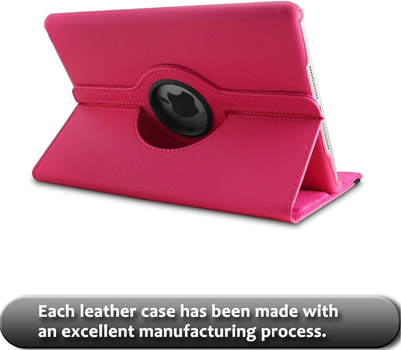 iPad Leather Case with 360 Degree Rotating Stand - iPad mini 6 - 2021 - Pink - كفر حماية ايباد مع ستاند