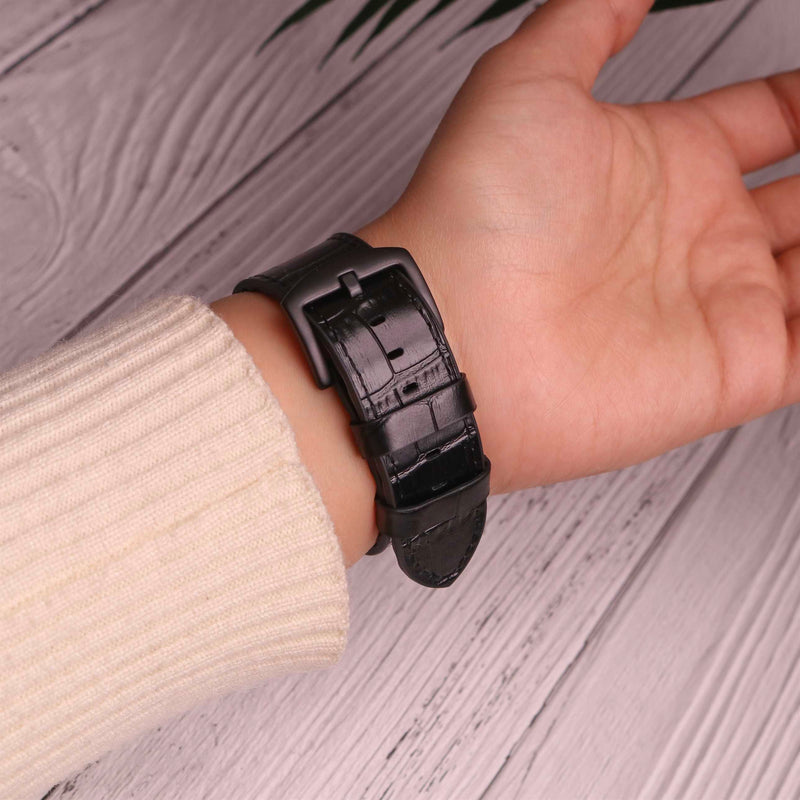 Viva Madrid Ventrux Crox Leather Watch Strap - Black - سير ساعة ابل ووتش - جلد - فيفا مدريد