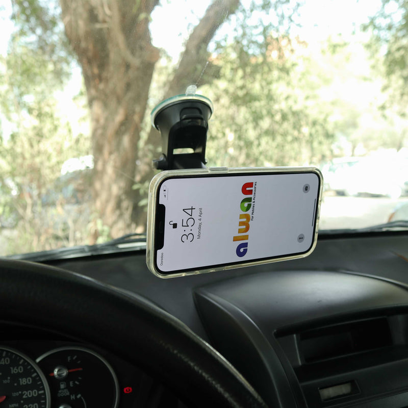 Uniq Mondo Magnetic Windshield And Air Vent Mount - Black - ستاند سيارة مغناطيس - على الجام + الديكور + فتحة التكييف - ذراع طويل