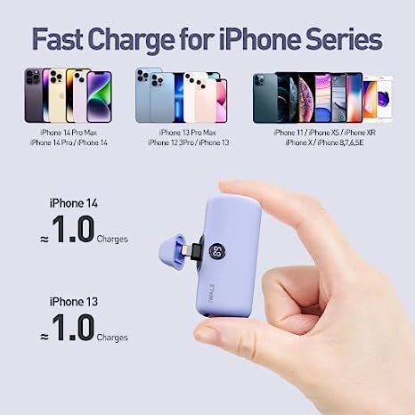 iWalk Link Me Plus Pocket Battery 4800 mAh for iPhone - Purple - بطارية متنقلة - مع شاحن ايفون - كفالة 24 شهر
