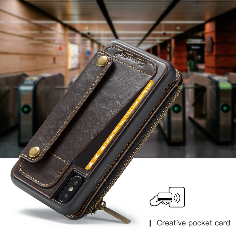 CaseMe 011 - Brown - كفر ومسكة ومحفظة للبطاقات والنقود