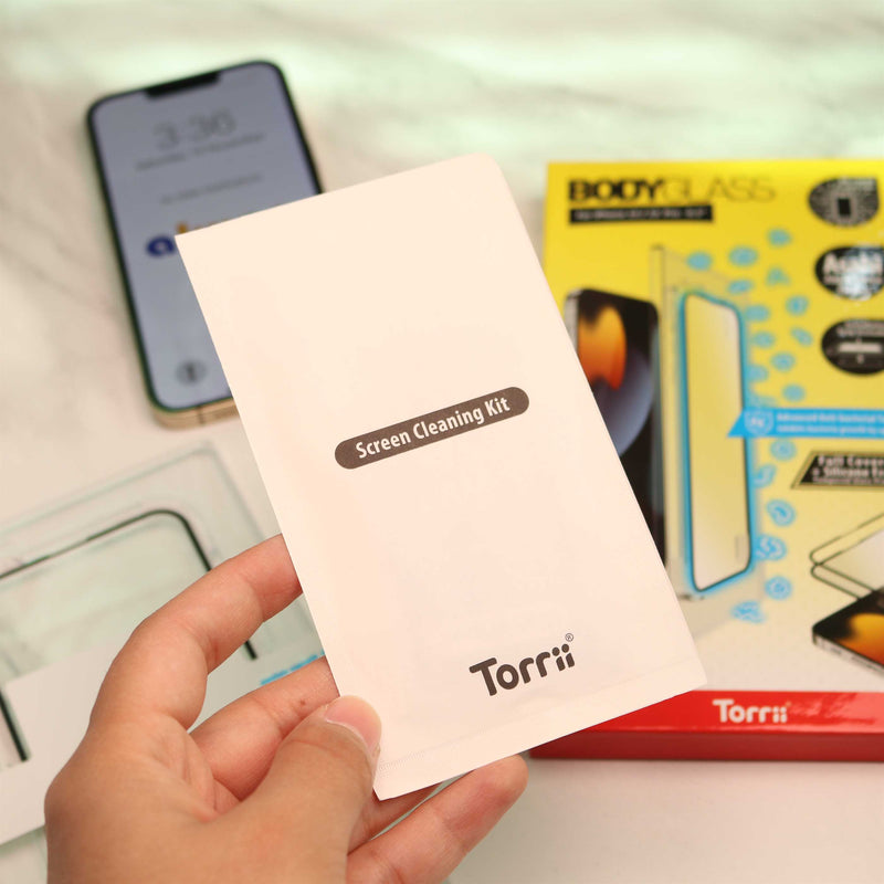 Torrii BODYGLASS Screen Protector Anti-bacterial Coating for iPhone - Full Coverage + Silicon Frame - Clear - حماية شاشة مضاعفة لجميع اطراف الشاشة - توري - مقاومة للخدش والبكتيريا