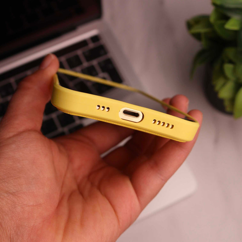 Yellow Soft Silicone Wallet Card Phone Case - كفر مع محفظة للبطاقات بالخلف