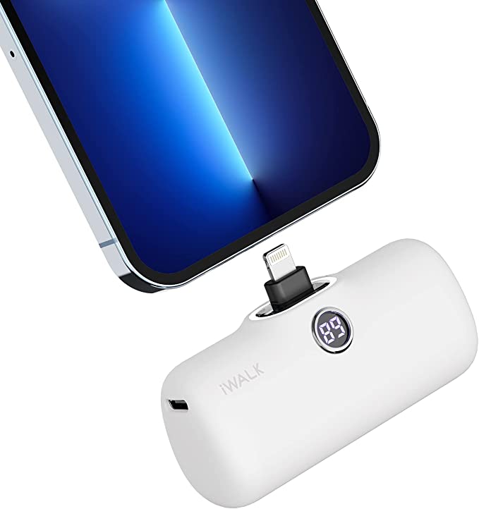 iWalk Link Me Plus Pocket Battery 4800 mAh for iPhone - White - بطارية متنقلة - مع شاحن ايفون - كفالة 24 شهر
