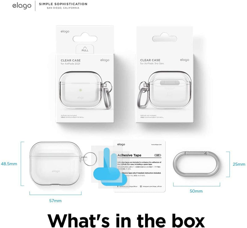 Elago Clear Hang Case - Apple AirPods 3 - كفر حماية - سماعة ابل ايربودز 3 - مع ميدالية علاقة