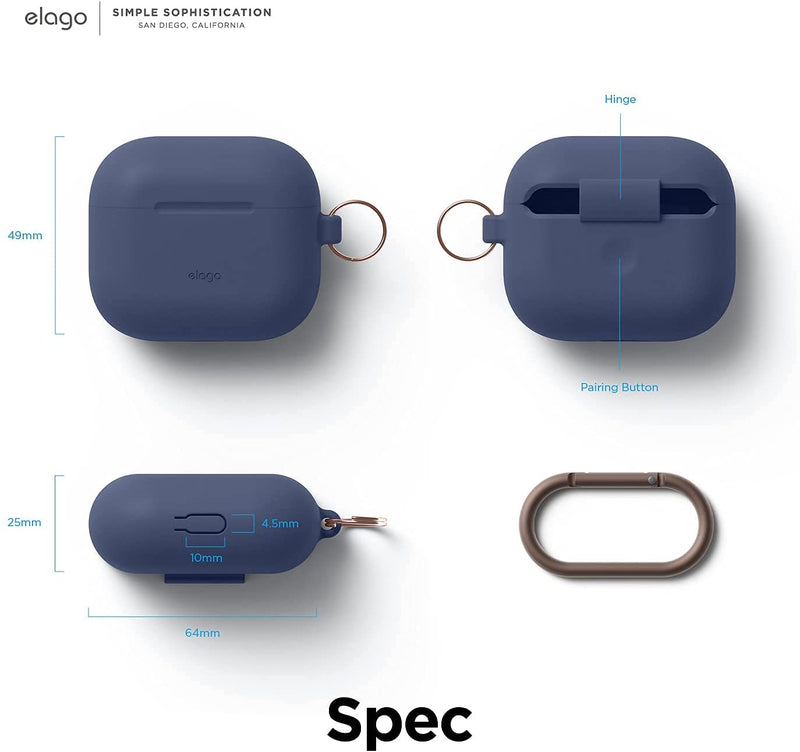 Elago Dark Blue Jin Indigo Hang Case - Apple AirPods 3 - كفر حماية - سماعة ابل ايربودز 3 - مع ميدالية علاقة