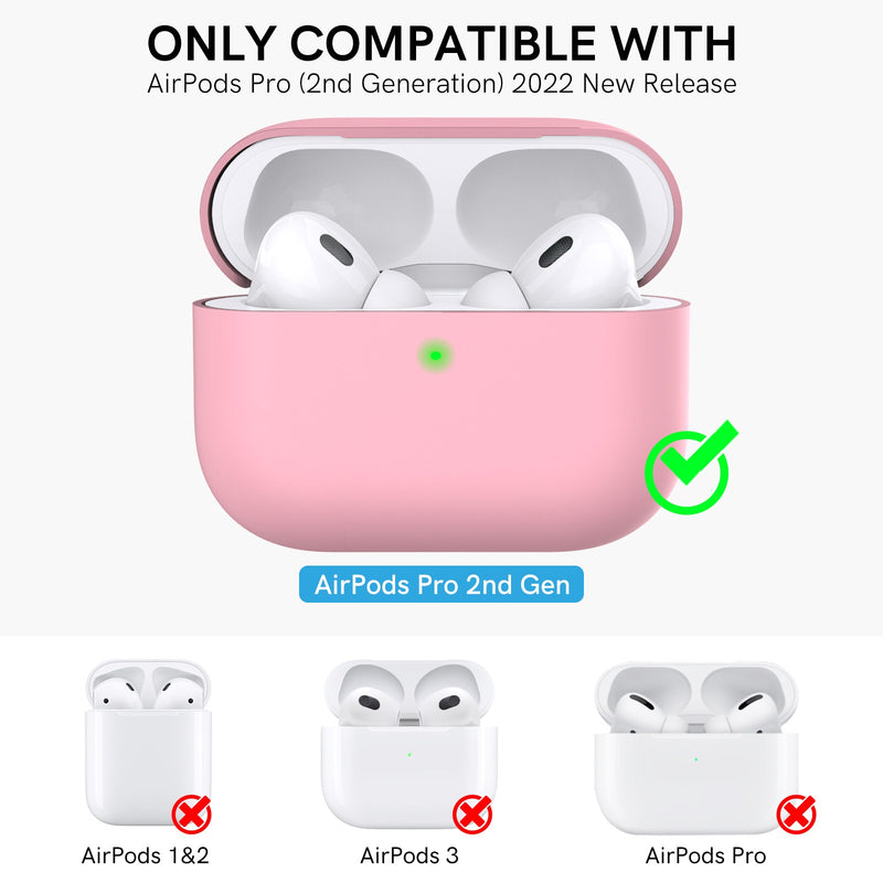 Ahastyle Silicone Case With Strap - Apple AirPods Pro 2 - 2022 - Pink - كفر حماية مع ستراب - سماعة ابل ايربودز برو 2