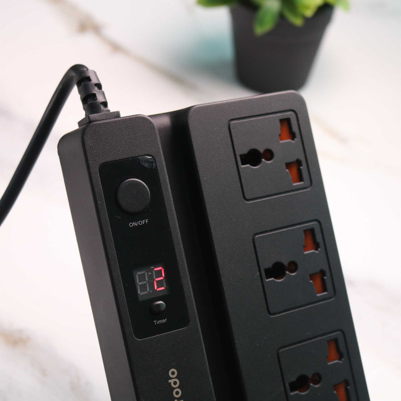 Porodo 4 AC 3 USB & USB-C PD 35W Multiport Socket - 3M - 3000W - موزع شاحن حائط دولي - طول 3 متر - كفالة 24 شهر