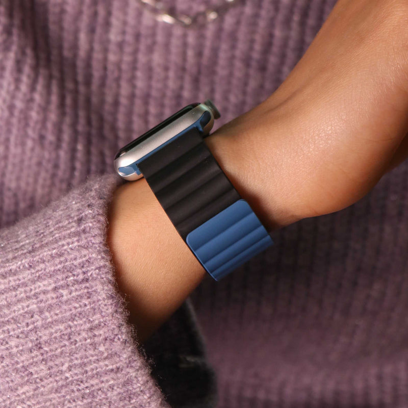 Uniq Revix Reversible Strap for Apple Watch - Caspian Blue / Black - سير ساعة ابل - لونين