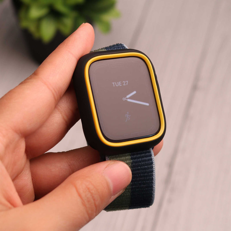 Uniq Moduo Case For Apple Watch With Interchangeable Bezel -  Black/Mustard - كفر حماية كاملة لساعة الابل ووتش - بونيك